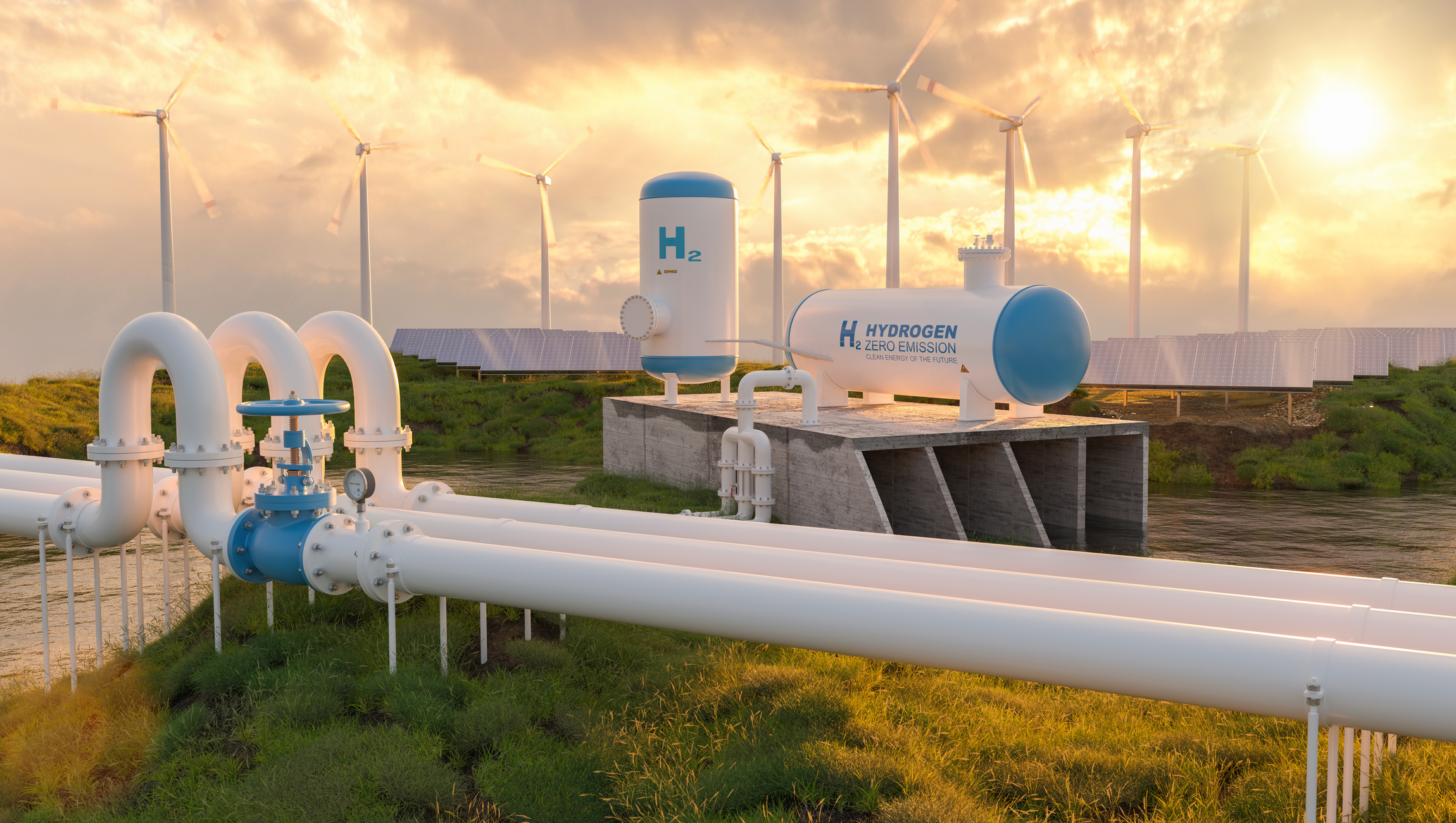 Hydrogen gas pipeline renewable energy production - hydrogen pow